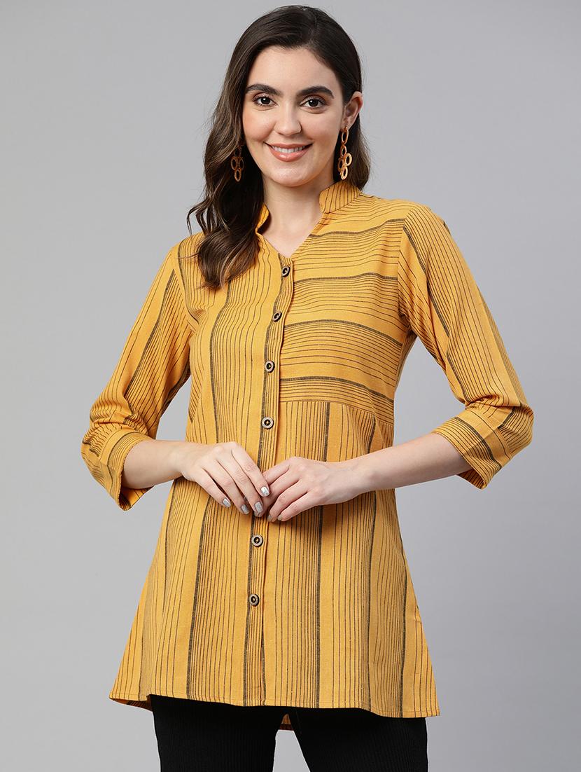 mustard cotton regular shirt - 19784856 - Zoom Image - 0