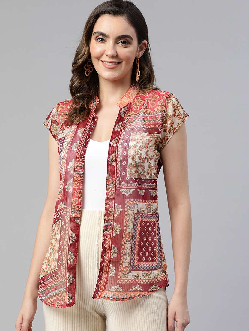 pink georgette shrug