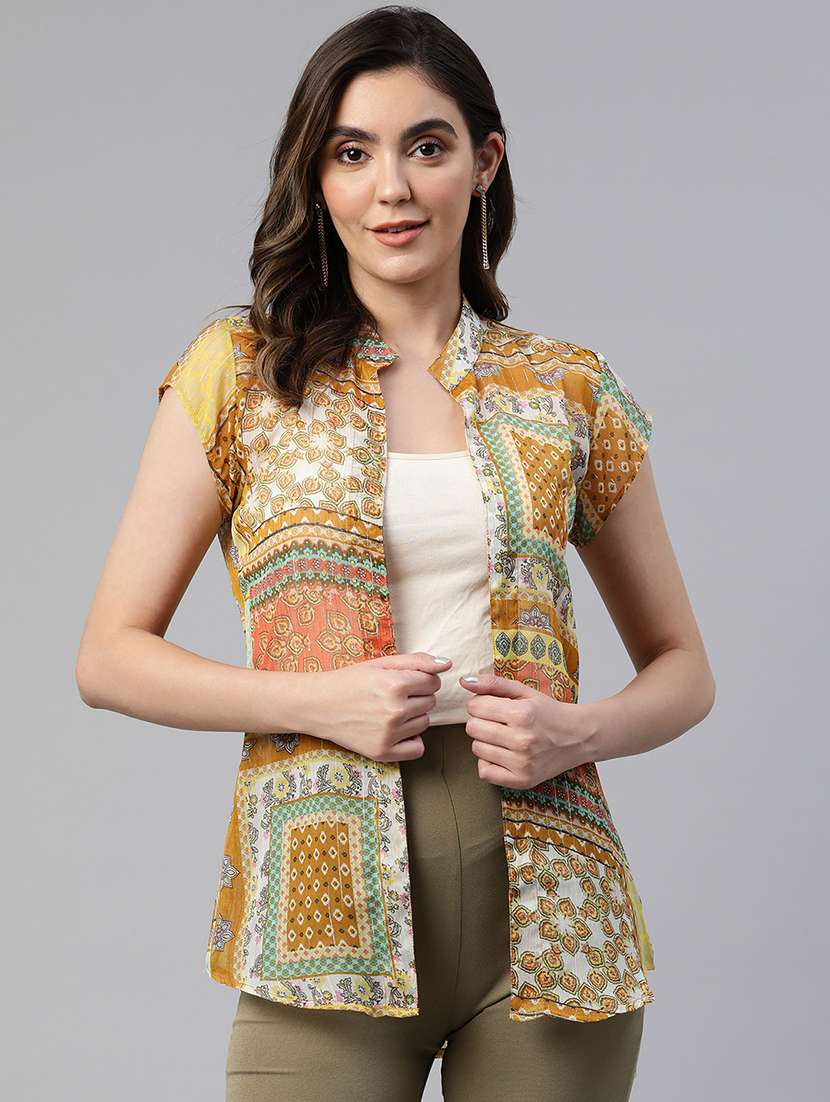yellow georgette shrug