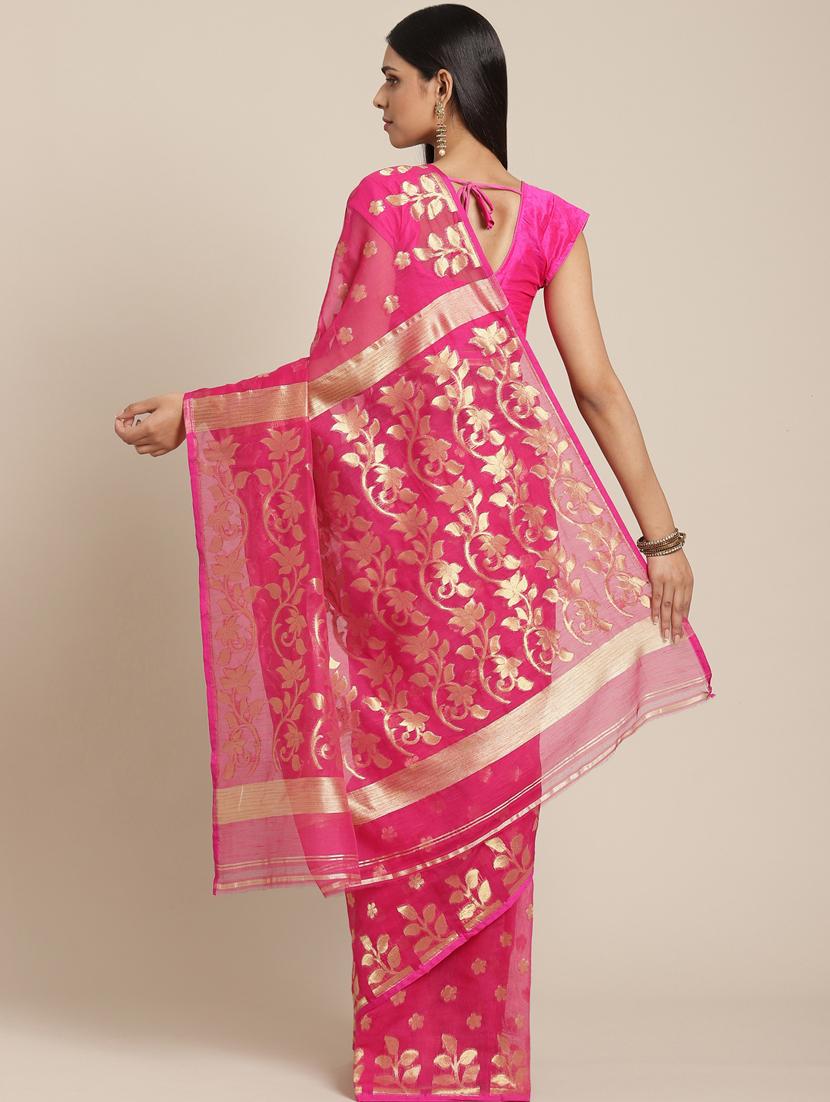 women's self design pink colored saree with blouse - 19784982 -  Standard Image - 1