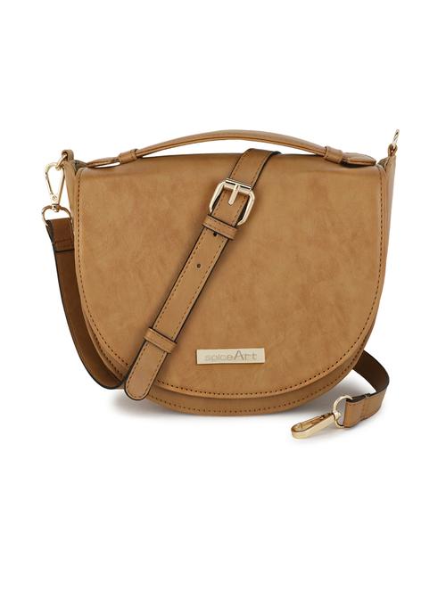 tan leatherette (pu) sling bag - 19785298 - Standard Image - 0