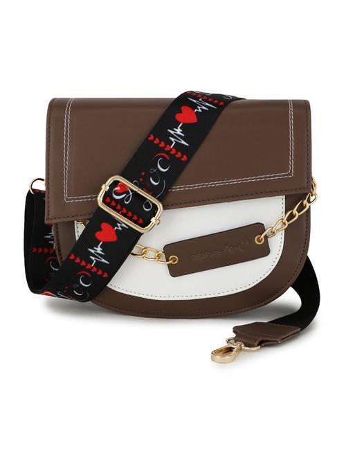 brown leatherette (pu) sling bag - 19785300 - Standard Image - 0