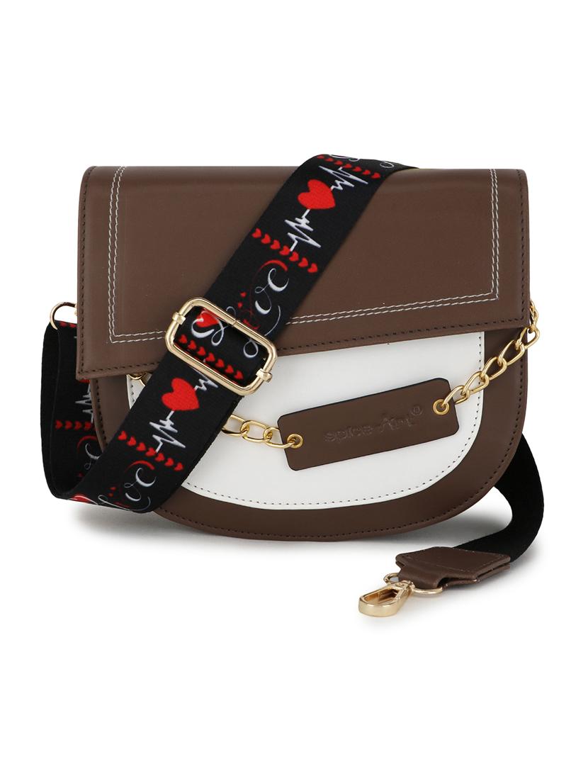 brown leatherette (pu) sling bag - 19785300 - Zoom Image - 0