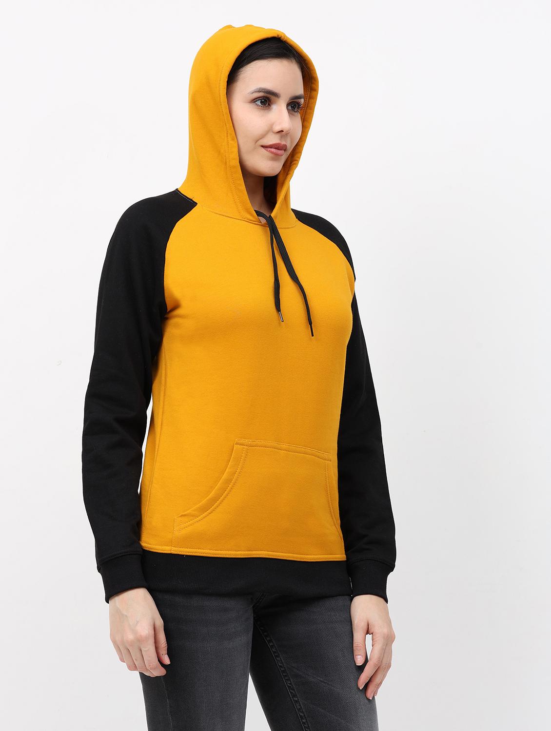 yellow color block hooded neck sweatshirt - 19785469 - Standard Image - 1