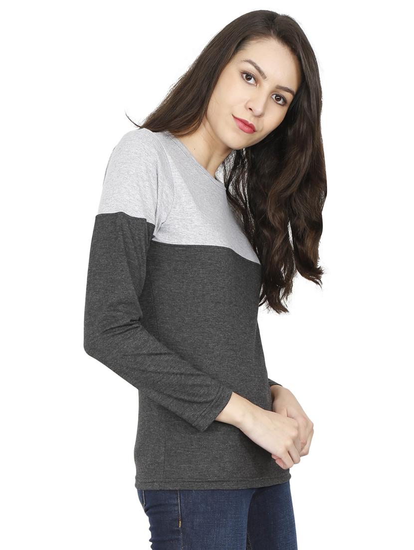 round neck color blocked regular tee - 19786365 - Standard Image - 1