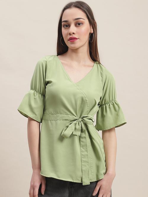 women's wrap v neck top - 19786483 - Standard Image - 0