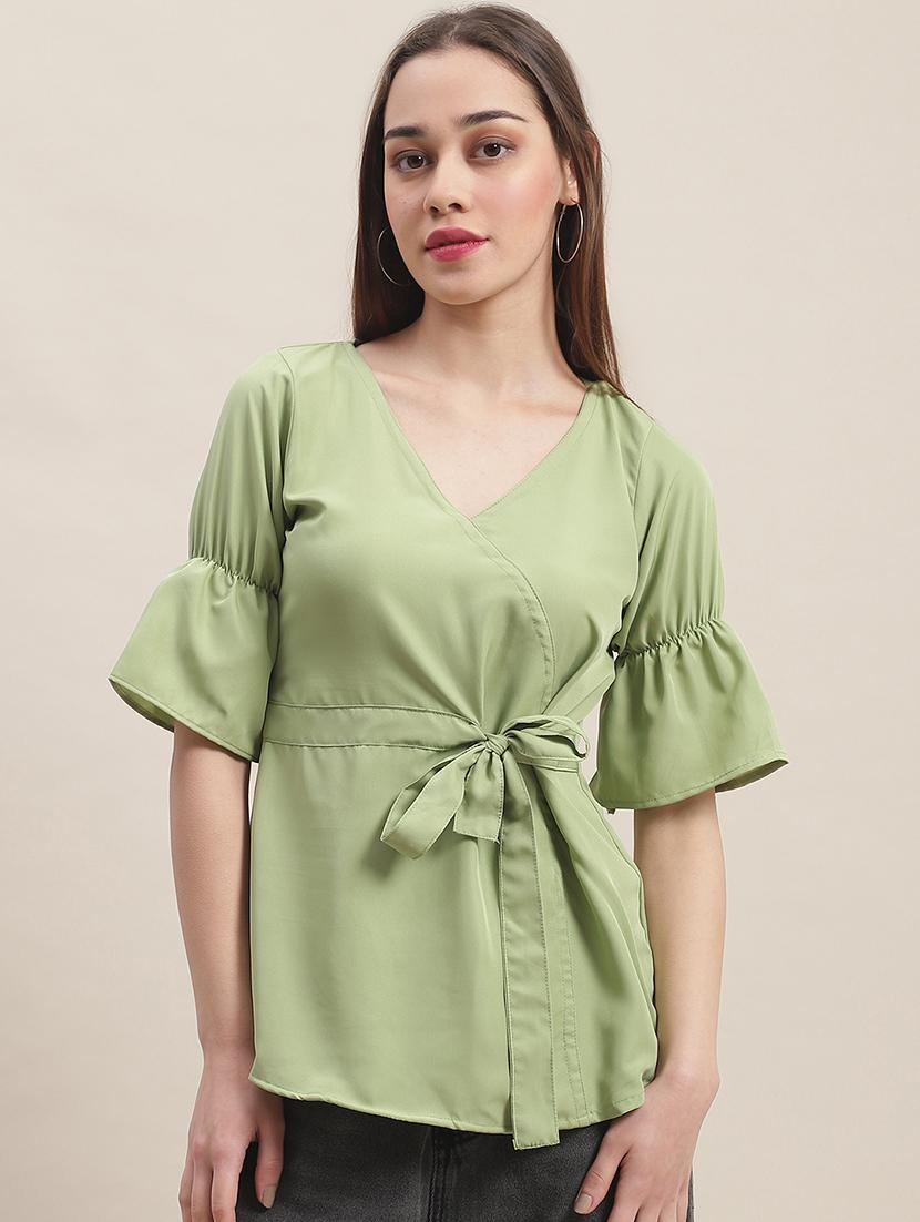 women's wrap v neck top - 19786483 - Zoom Image - 0