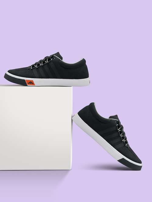 black solid lace up sneakers - 19790260 -  Standard Image - 0