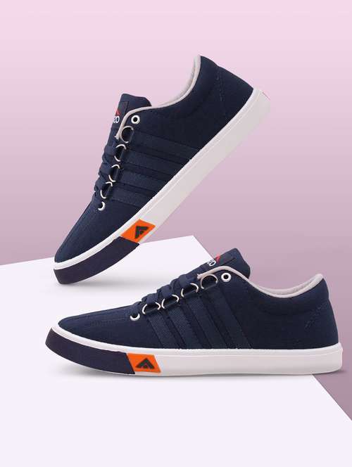 navy blue solid lace up sneakers - 19790261 - Standard Image - 0