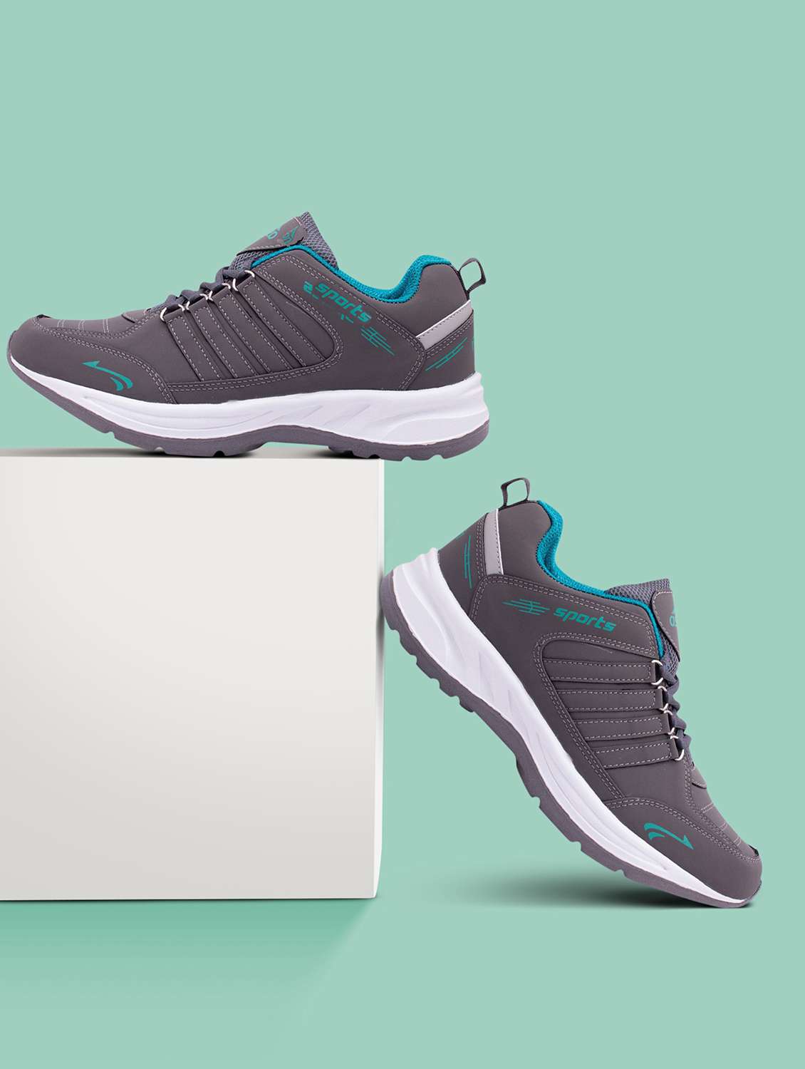 grey mesh sport shoes