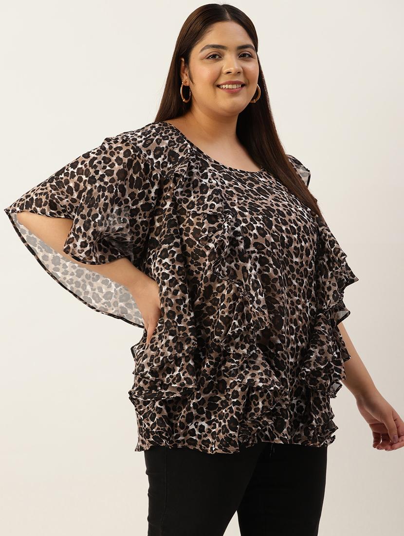 women's ruffle scoop neck top - 19795444 - Standard Image - 1