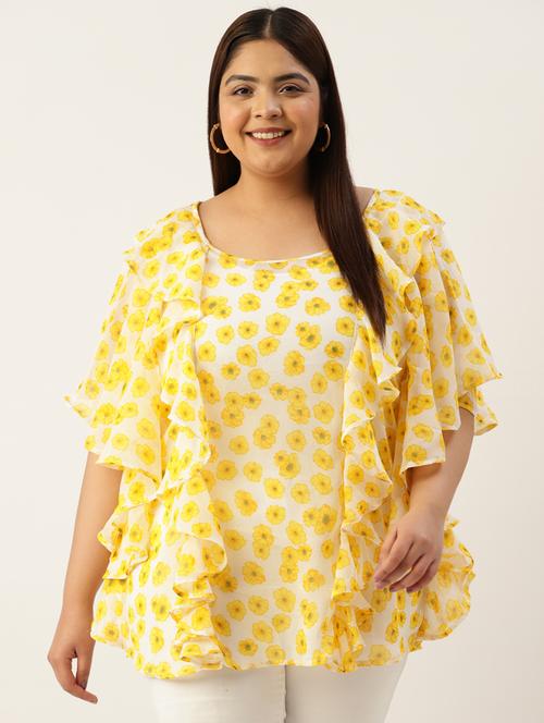 women's ruffle round neck top - 19795445 - Standard Image - 0