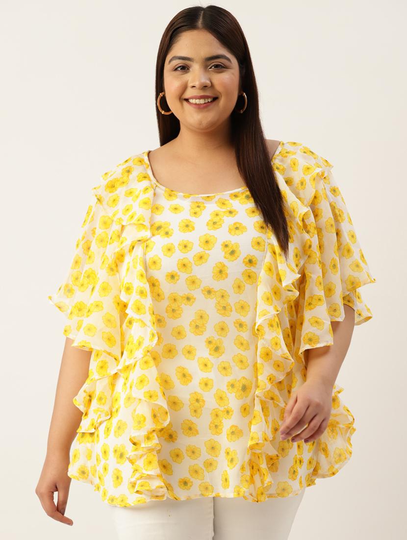 women's ruffle round neck top - 19795445 - Zoom Image - 0