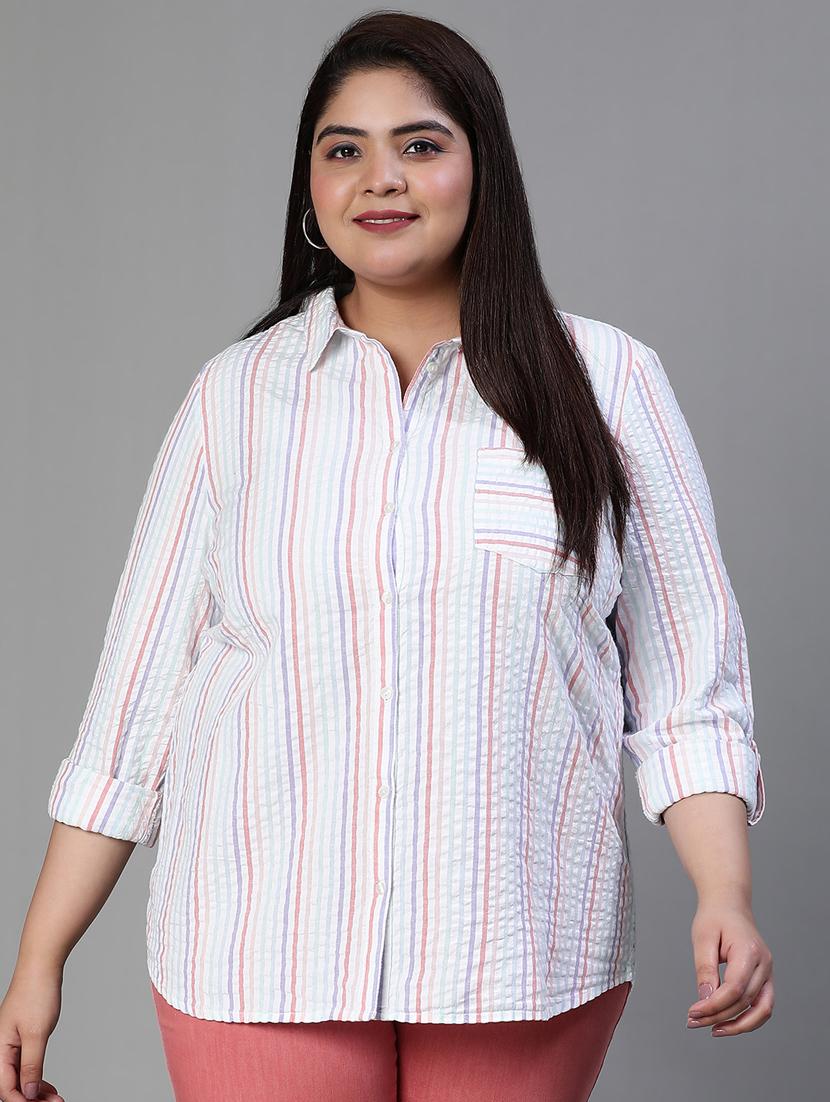 women striped plus size shirt - 19795456 - Zoom Image - 0