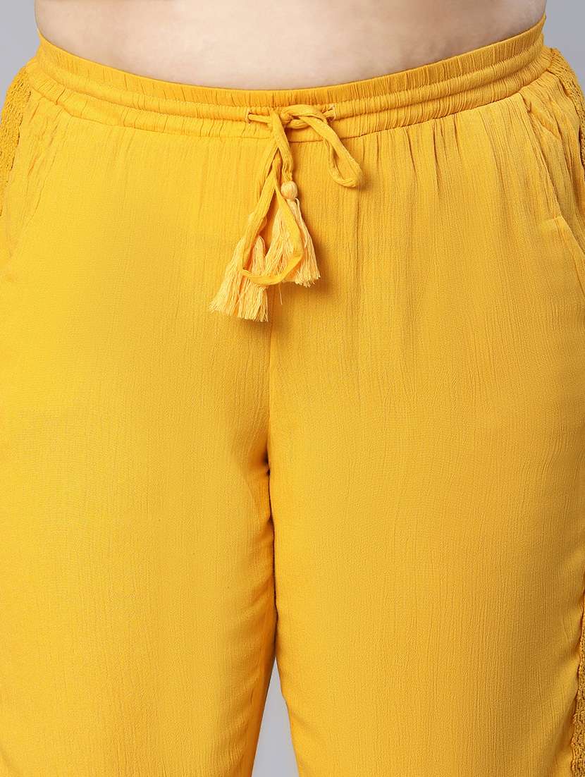 solid yellow plus size flat front trouser - 19795461 -  Standard Image - 4
