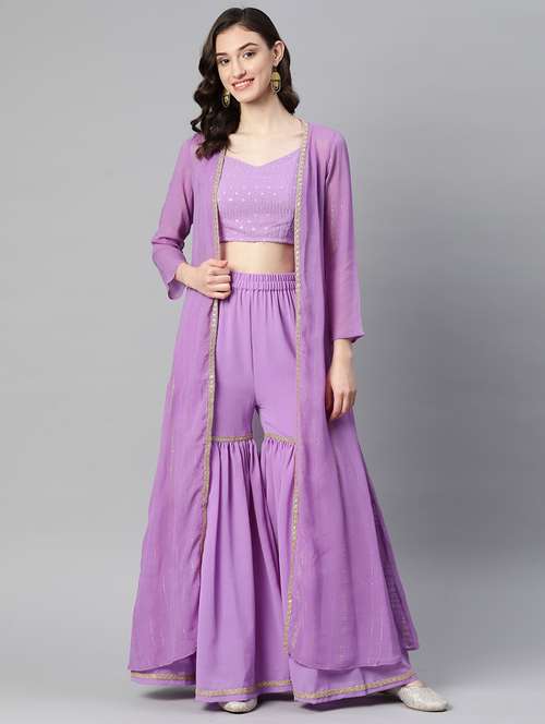 women lavender sweetheart neck fusion set - 19795684 - Standard Image - 0