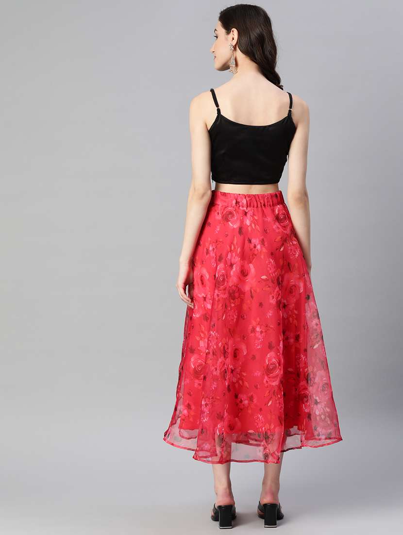 Printed Skirt & Sequined Top Set