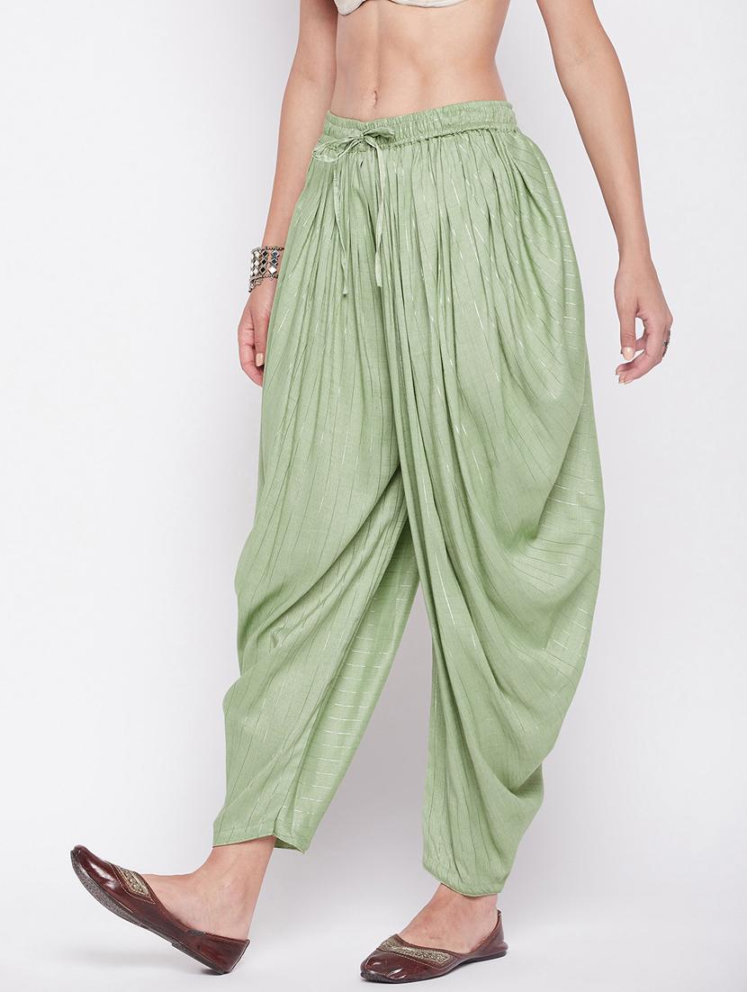 green rayon dhoti salwar salwars - 19795878 - Standard Image - 1