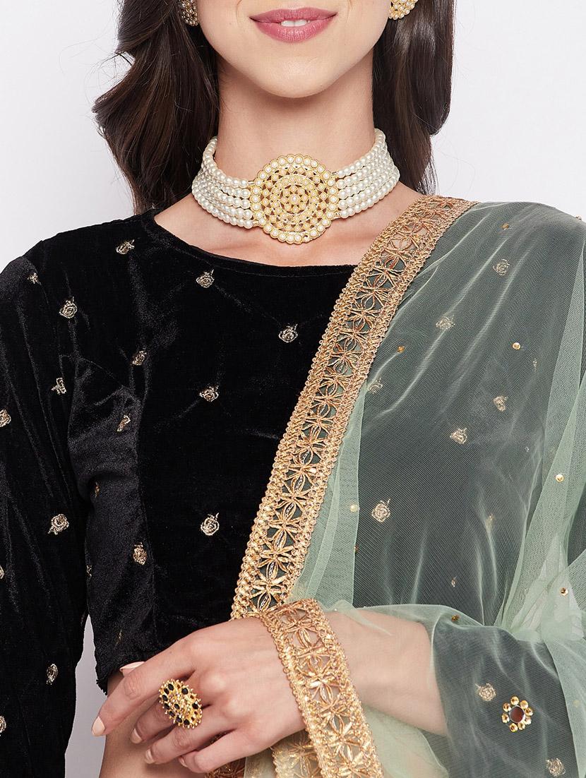 green embroidered gota work net dupatta - 19795914 - Standard Image - 4