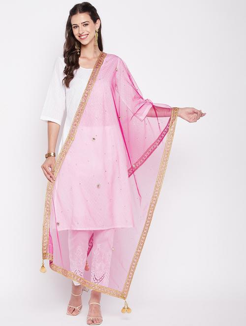 ethnic motifs sequined with gota patti net dupatta - 19795922 -  Standard Image - 0