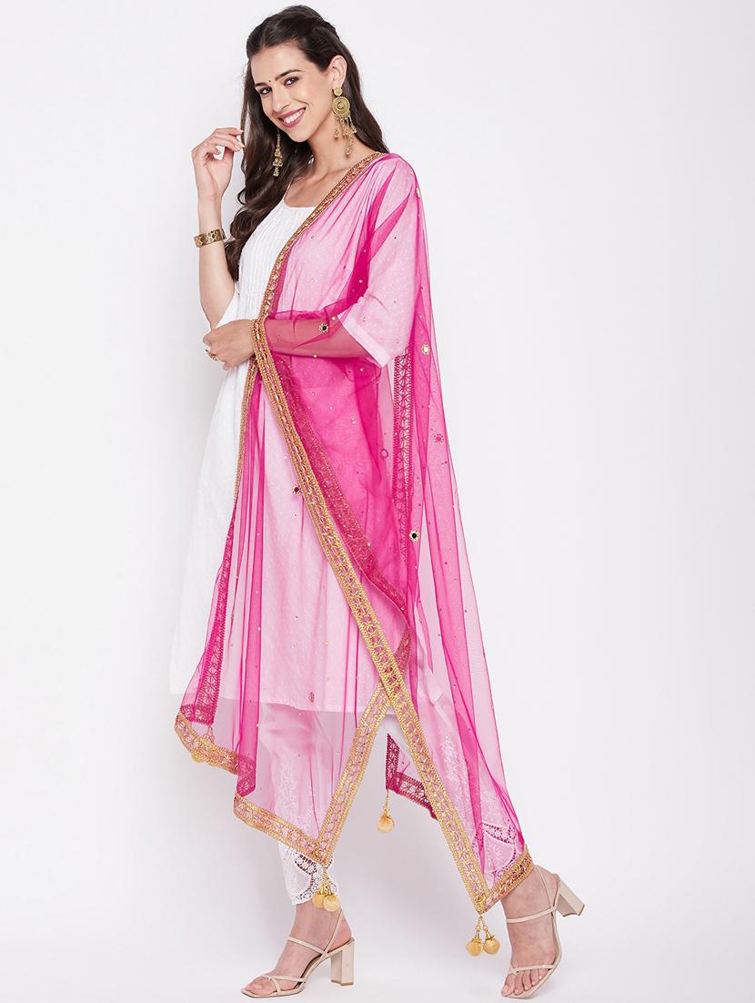 ethnic motifs sequined with gota patti net dupatta - 19795922 - Standard Image - 1