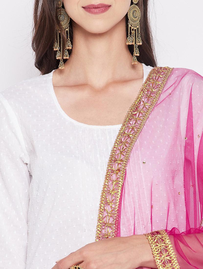 ethnic motifs sequined with gota patti net dupatta - 19795922 - Standard Image - 4