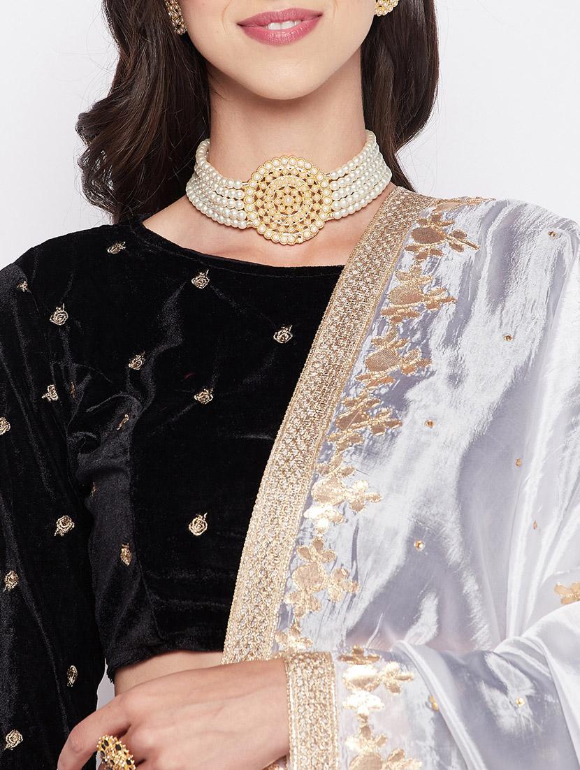 white gota work embroidered dupatta - 19795947 - Standard Image - 4