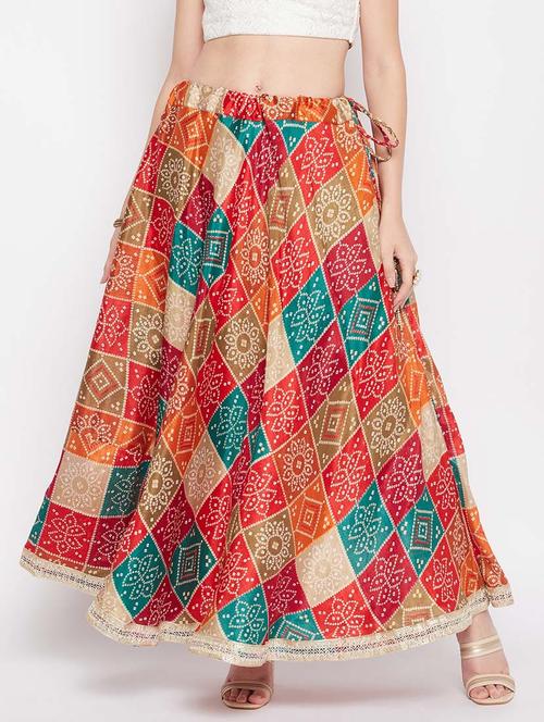 multi colored printed flared long skirt - 19796166 - Standard Image - 0