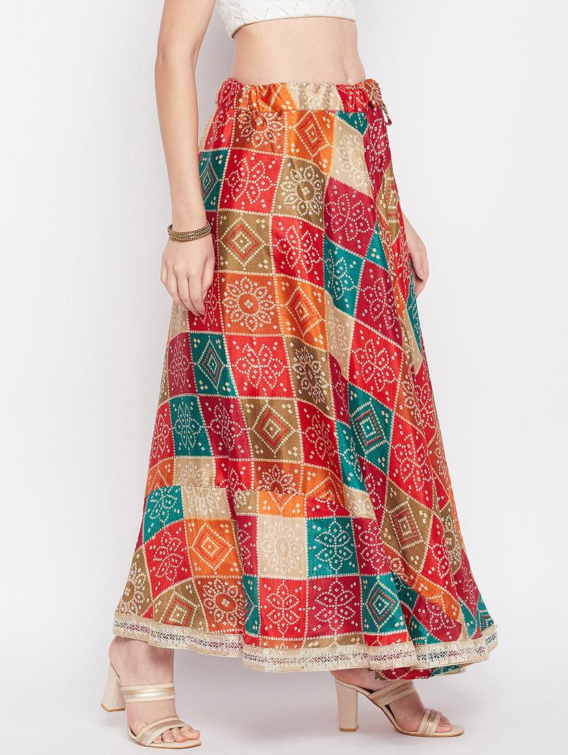 multi colored printed flared long skirt - 19796166 - Standard Image - 1