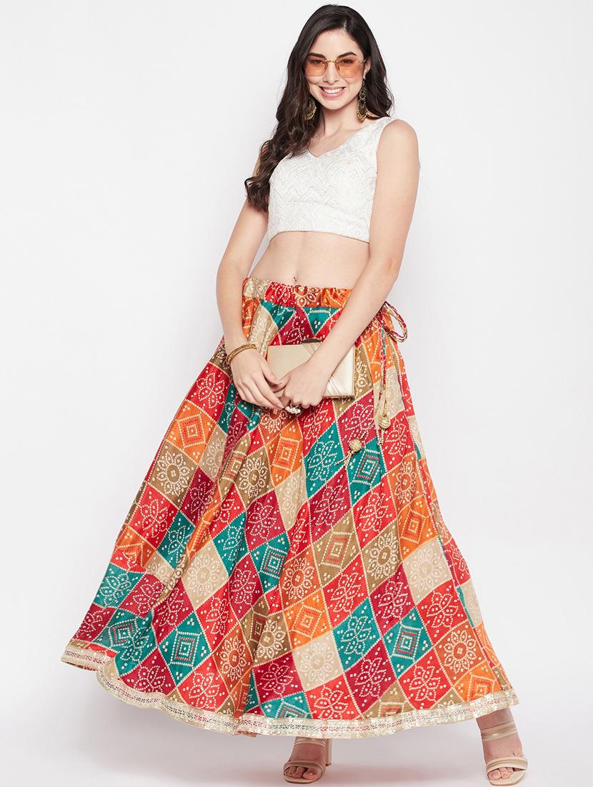 multi colored printed flared long skirt - 19796166 - Standard Image - 4