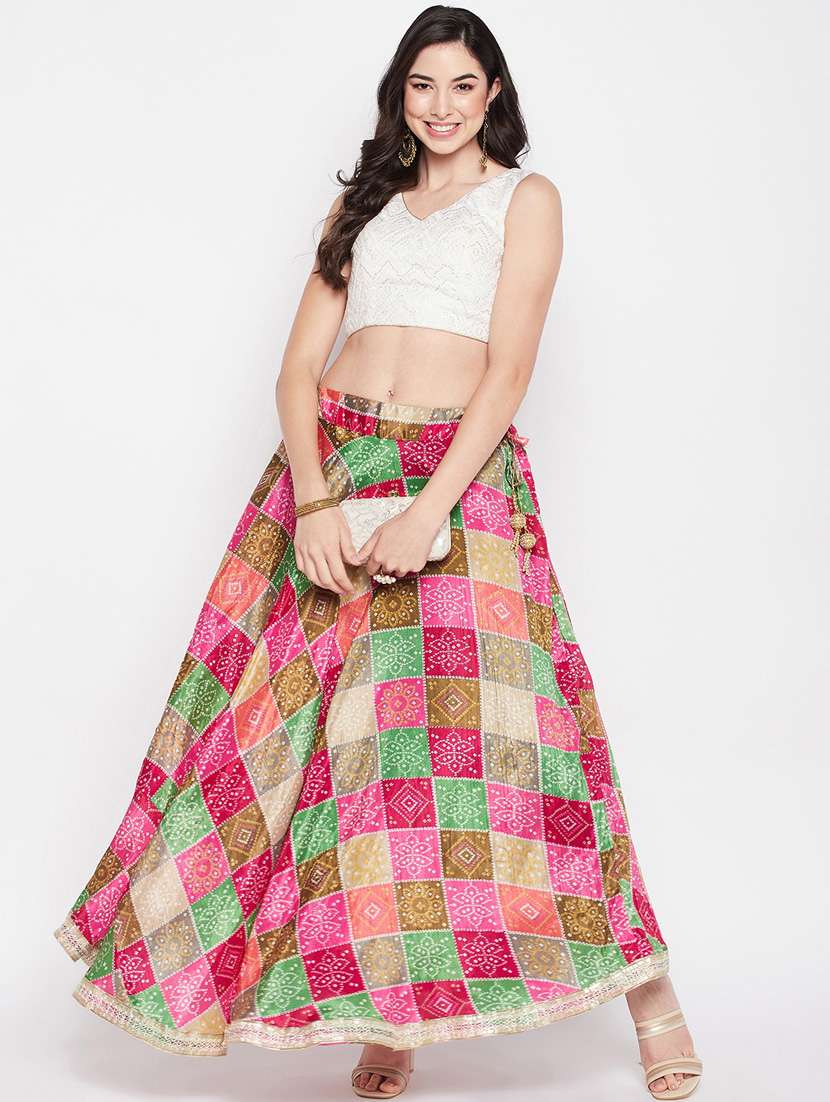 multi colored printed flared long skirt - 19796167 - Standard Image - 4