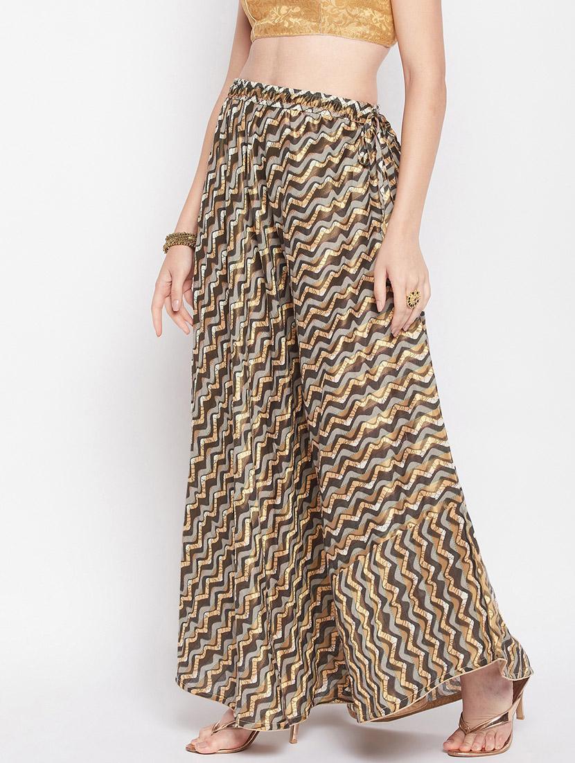 black printed flared long skirt - 19796182 -  Zoom Image - 0