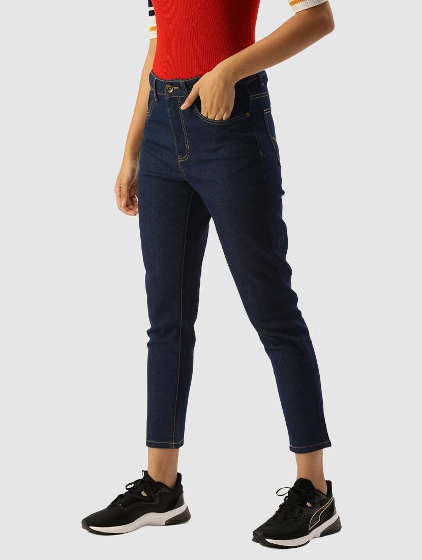 mid rise solid ankle length jeans - 19796263 -  Standard Image - 1