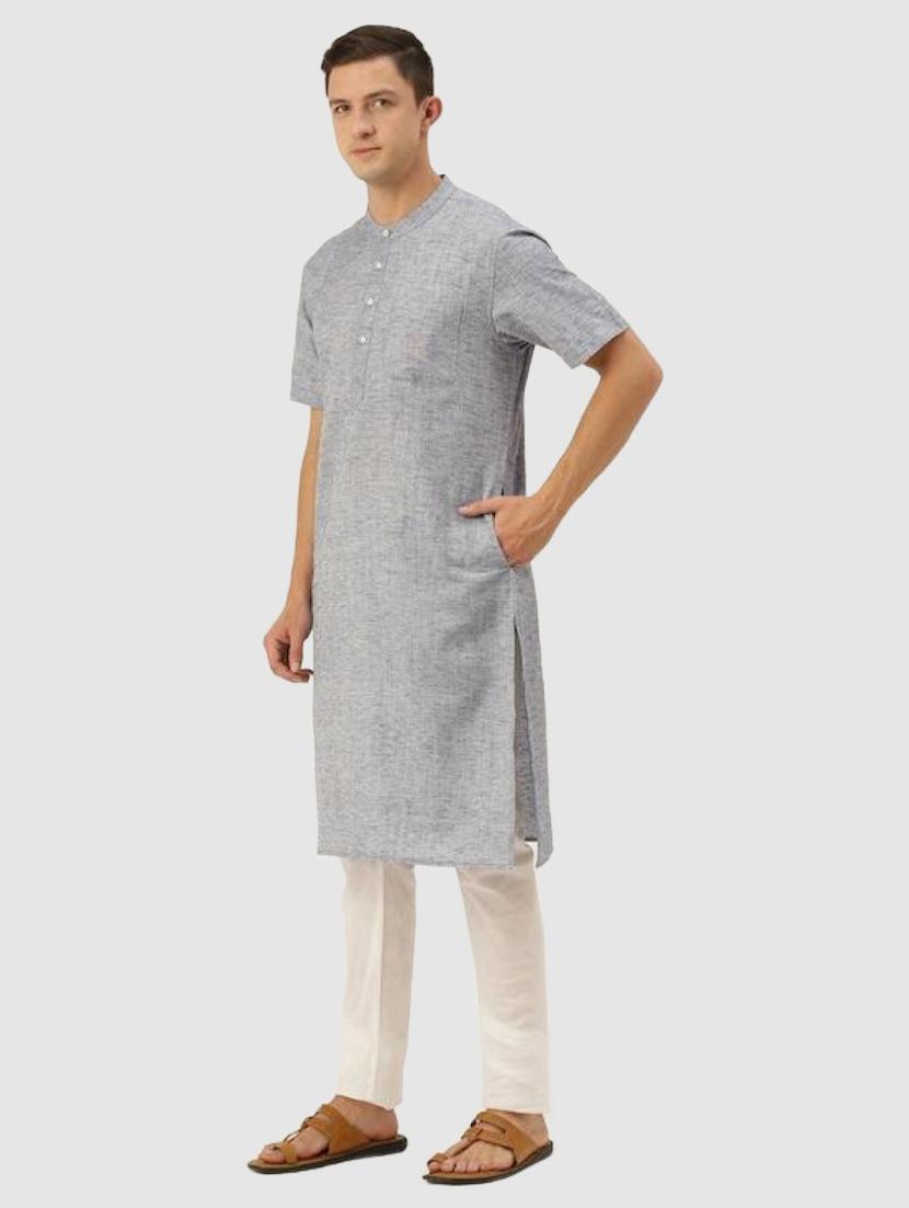 mandarin neck solid kurta - 19796297 -  Standard Image - 1
