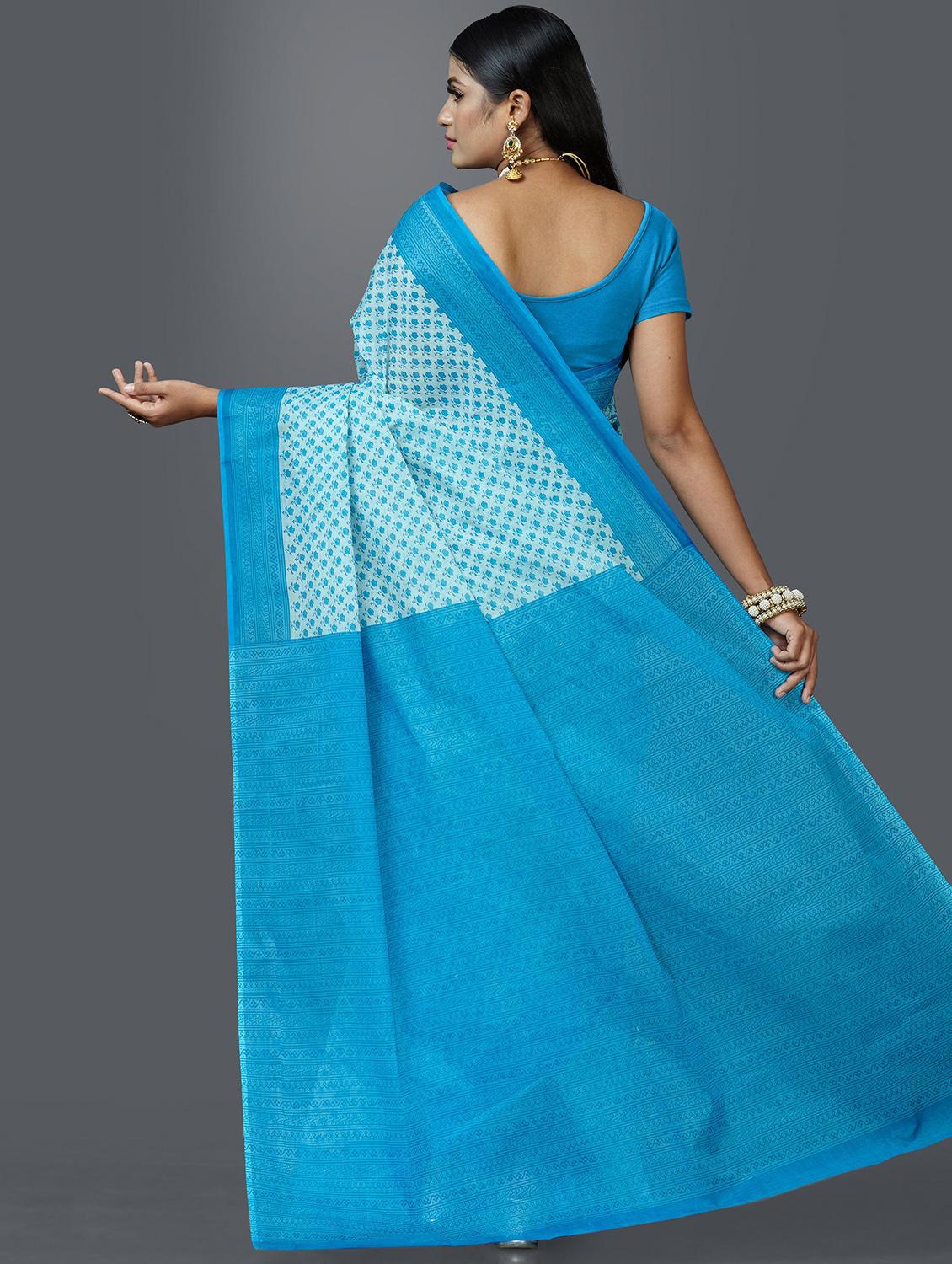 women's floral light blue colored saree - 19796473 - Standard Image - 1