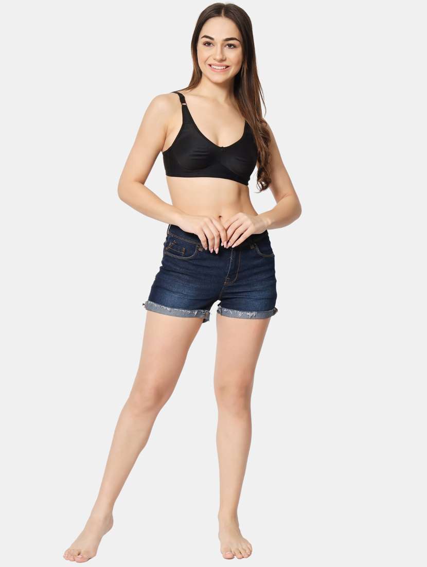 black cotton blend regular bra - 19796493 -  Standard Image - 4