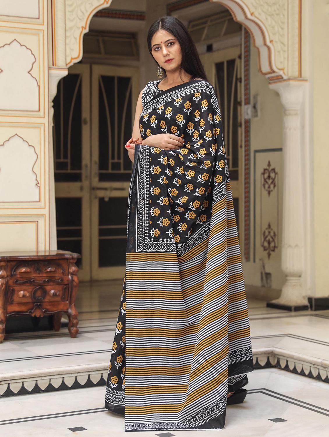 florals printed saree with blouse - 19796995 - Standard Image - 1