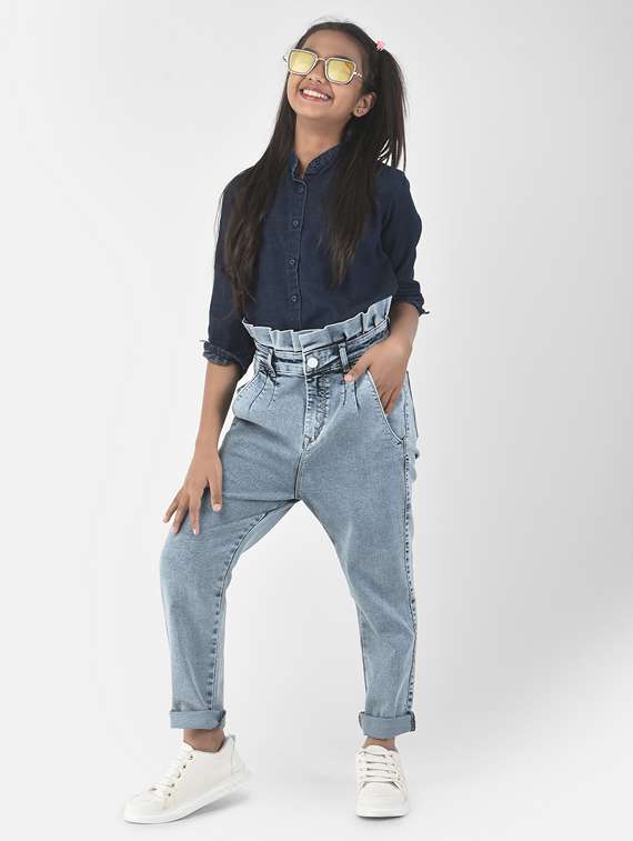 girls solid navy blue casual top - 19797717 -  Standard Image - 4