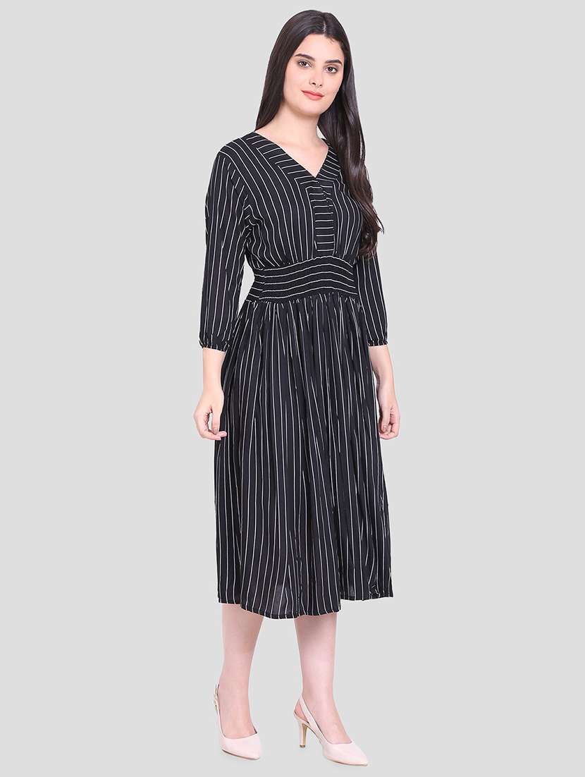 women's fit & flare striped dress - 19797738 - Standard Image - 1
