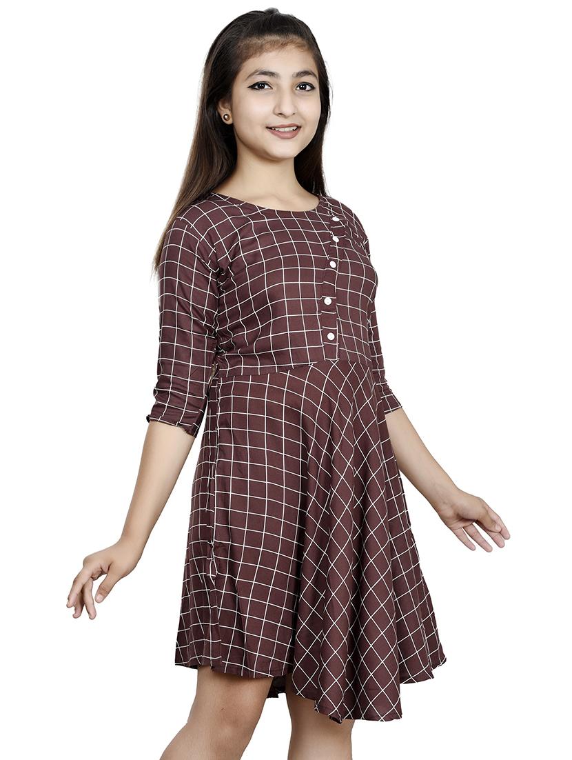girls round neck three quarter sleeves frock - 19797779 -  Standard Image - 1