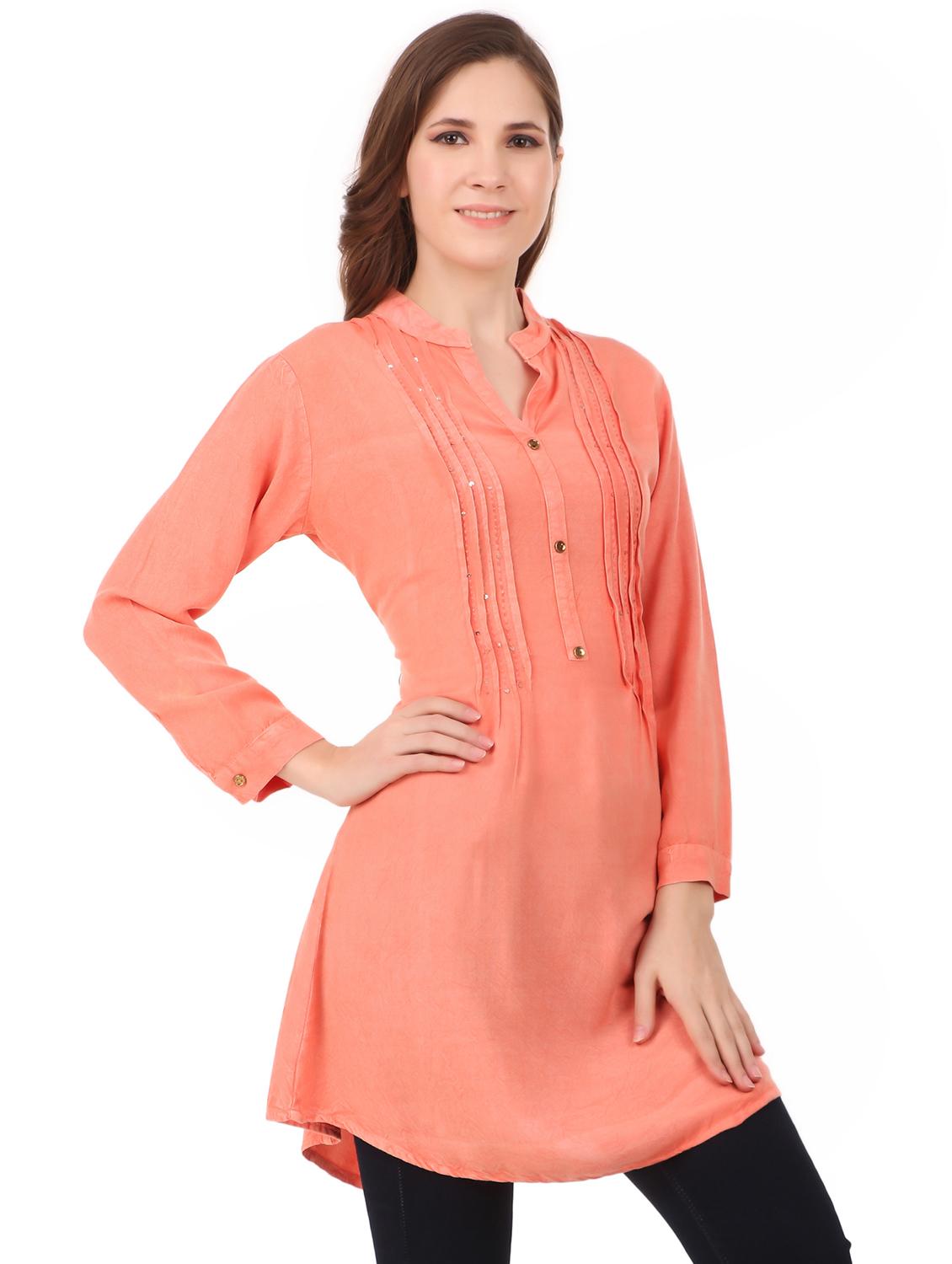 orange cotton blend regular tunic - 19797788 - Standard Image - 1