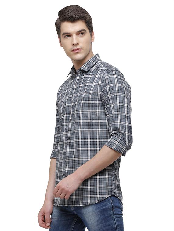 grey checkered casual shirt - 19803291 - Standard Image - 1