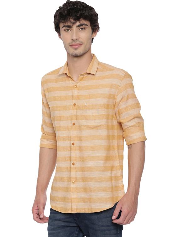 orange striped casual shirt - 19803296 - Standard Image - 1