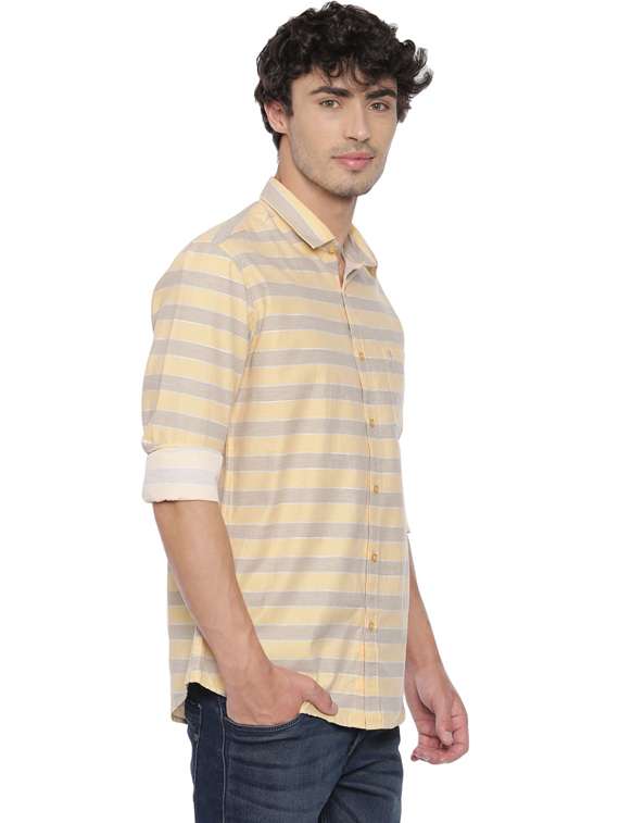 yellow striped casual shirt - 19803303 - Standard Image - 1