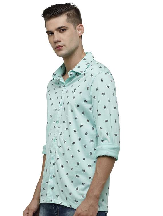 light blue printed casual shirt - 19803404 - Standard Image - 1