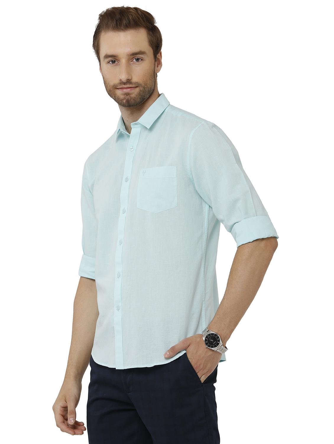light blue cotton linen casual shirt - 19803429 - Standard Image - 1