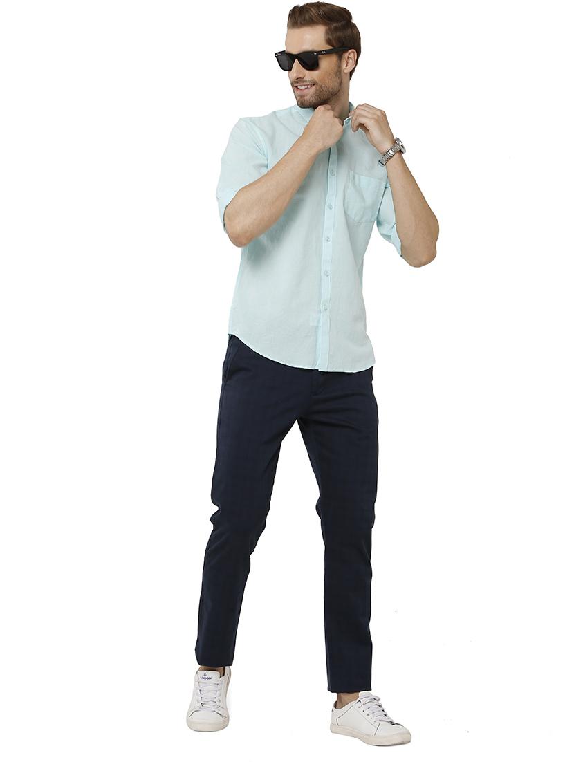 light blue cotton linen casual shirt - 19803429 - Standard Image - 4