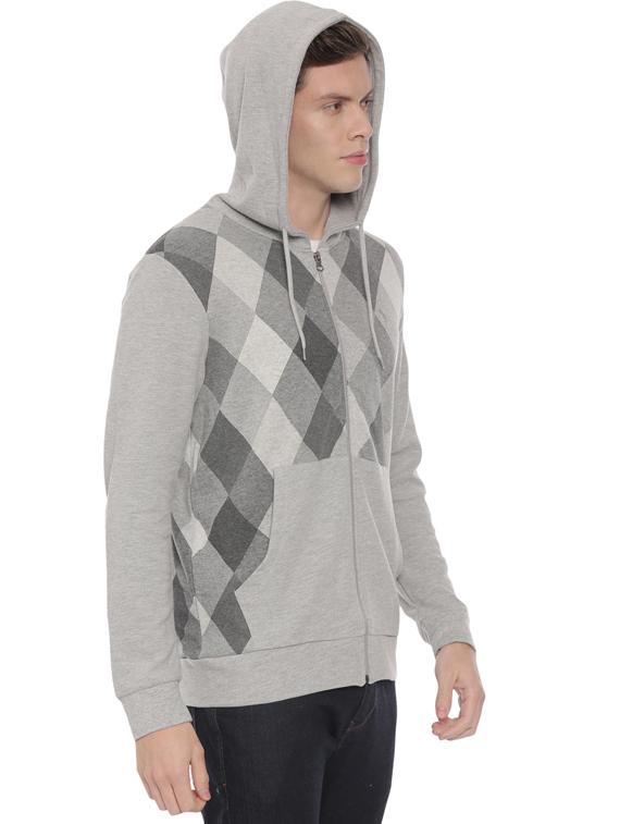 checkered zip up regular sweatshirt - 19803544 - Standard Image - 1