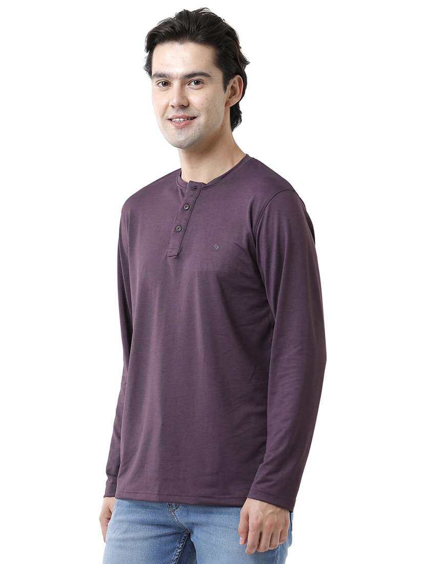 henley neck solid t-shirt - 19803615 -  Standard Image - 1