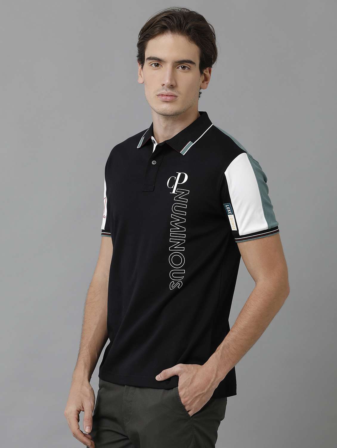 color block cotton polo t-shirt  - 19803698 -  Standard Image - 1